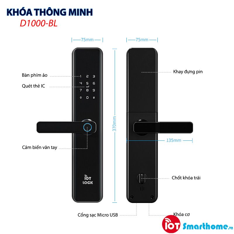 Khóa thông minh IOT LOCK D1000-BL Wifi