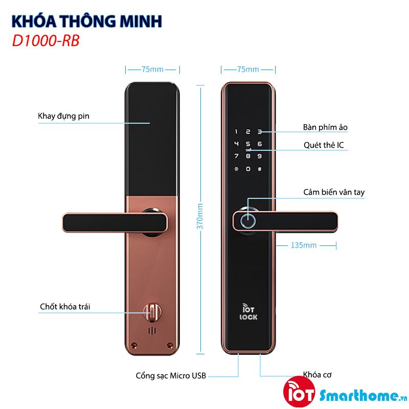 Khóa thông minh IOT LOCK D1000-RB Wifi