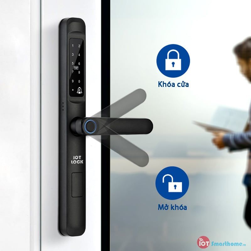 Khóa cửa nhôm IOT LOCK 3000-BL Wifi