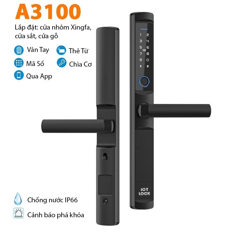 Khóa thông minh IOT LOCK A3100 lắp cửa nhôm