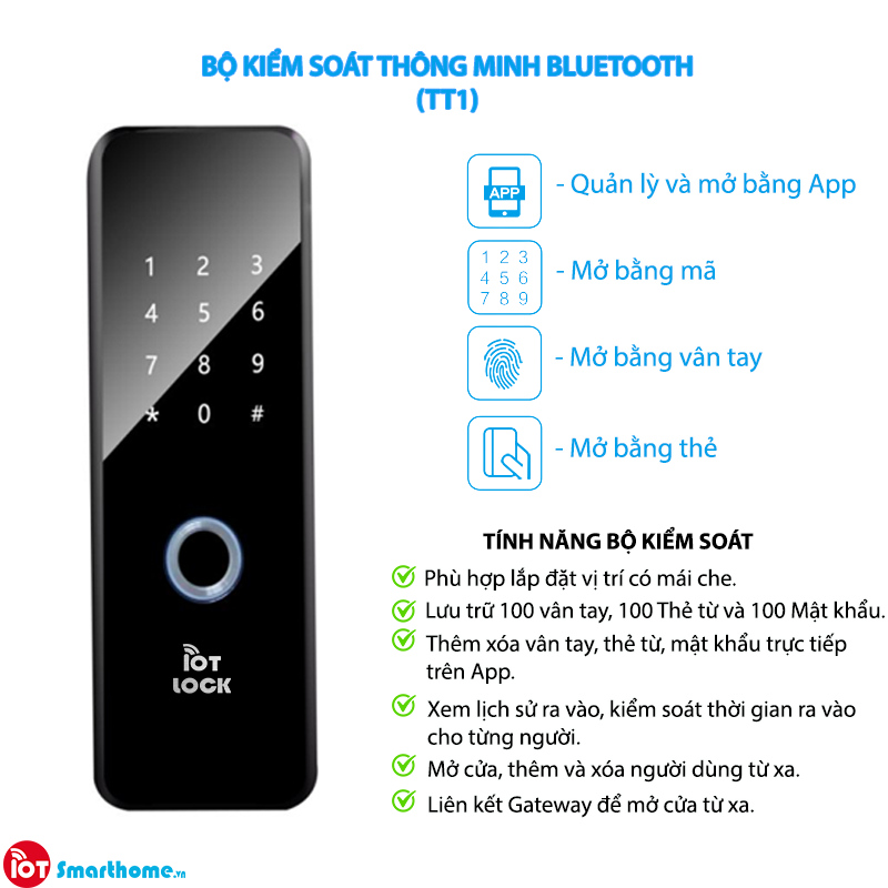 Khóa từ chuyên cửa nhà trọ  - Bản Bluetooth - Model: TT1