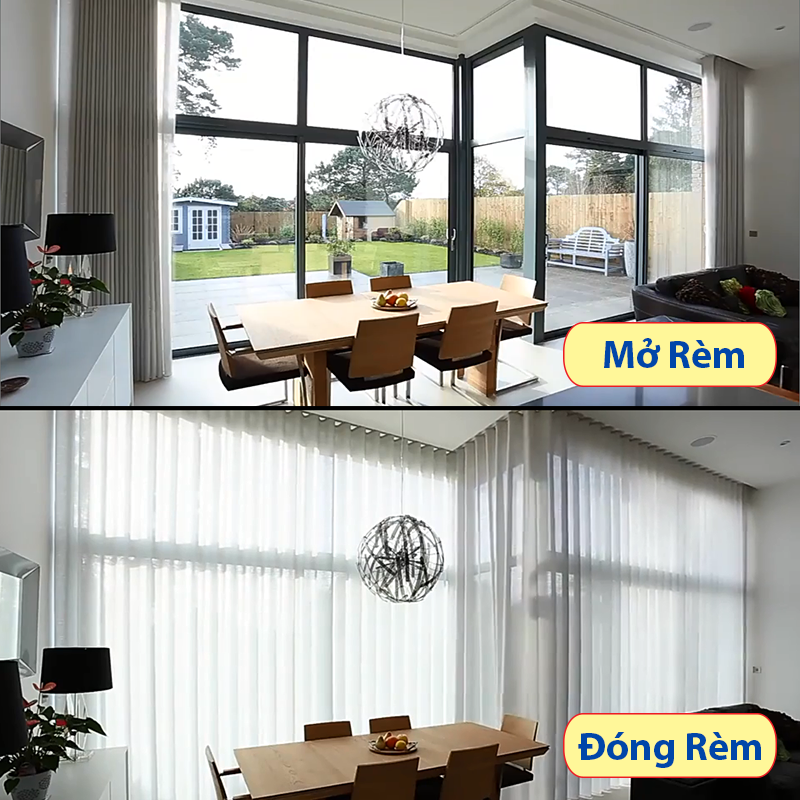Bộ rèm thông minh cho cửa góc 90° và 135°