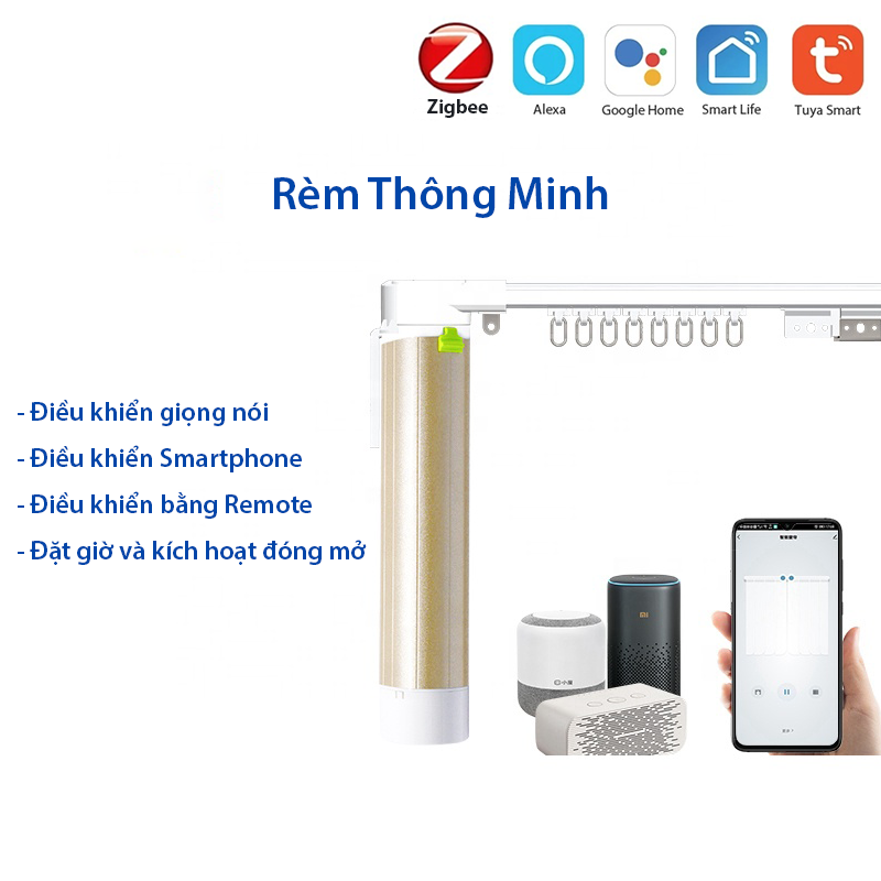 Bộ rèm thông minh điều khiển bằng app, hẹn giờ