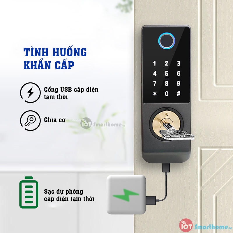 Khóa thông minh IOT LOCK R11DF lắp cho cửa cổng.