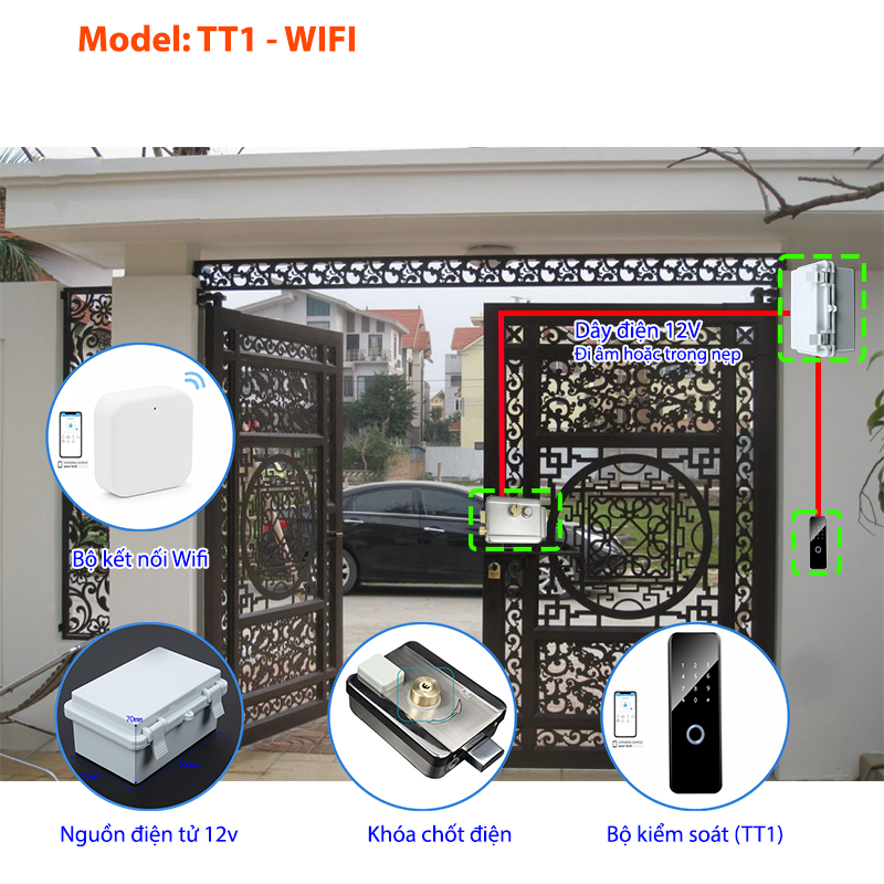 Khóa từ chuyên cửa nhà trọ  - Bản Bluetooth - Model: TT1