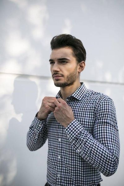  Áo sơ mi nam dài tay kẻ caro phối màu  Extra Slim fit chống nhăn 105122017 