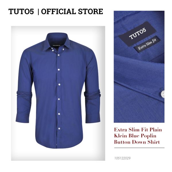  Áo sơ mi nam dài tay trơn xanh Navy đậm Extra Slim fit chống nhăn 105122029 