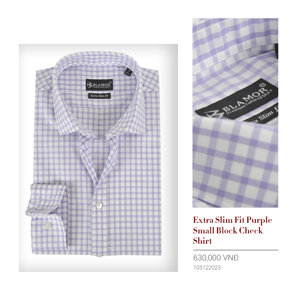  Áo sơ mi nam dài tay caro Extra Slim fit chống nhăn 105122023 