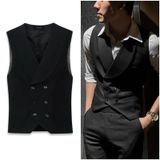  Áo gile nam TUTO5 Menswear AVN03 - áo vest cao cấp ve rộng 2 lớp đai tôm sau lưng cách điệu thiết kế sang trọng lịch lãm 