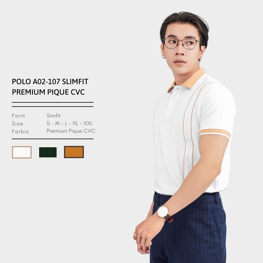  ÁO POLO NAM A02107 SLIMFIT PREMIUM PIQUE CVC 