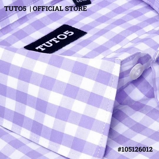  Áo sơ mi nam dài tay caro Regular fit chống nhăn tím 105126012 