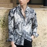  Áo sơ mi nam lụa hàn hoạ tiết TUTO5 Menswear SML01 - loang mềm mịn mát không nhăn, sơ mi cao cấp lịch sự, cá tính 