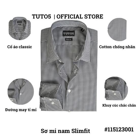  Áo sơ mi nam dài tay kẻ caro TUTO5  Slimfit chống nhăn 115123001 