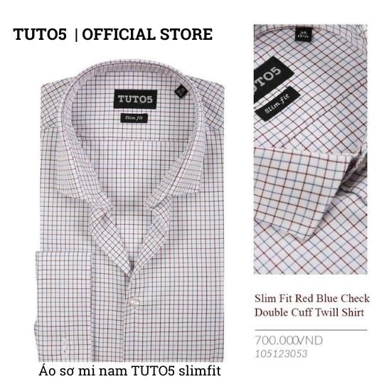  Áo sơ mi nam dài tay kẻ caro Slim fit cufflinks chống nhăn 105123053 