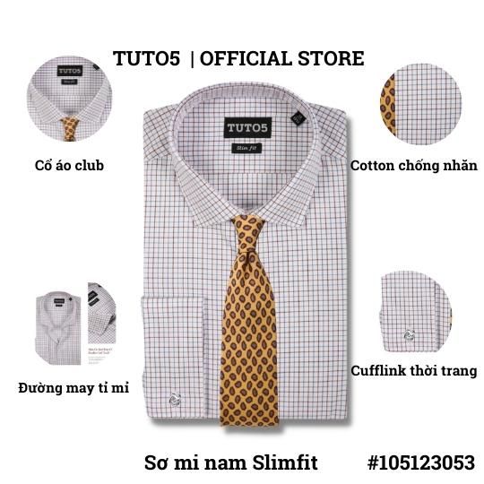  Áo sơ mi nam dài tay kẻ caro Slim fit cufflinks chống nhăn 105123053 