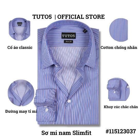  Áo sơ mi nam dài tay kẻ sọc  Slim fit chống nhăn 105123037 