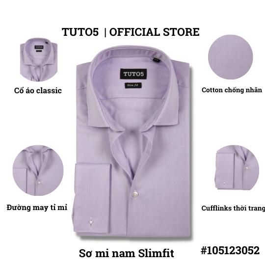  Áo sơ mi nam dài tay trơn Slim fit cufflinks chống nhăn 105123052 