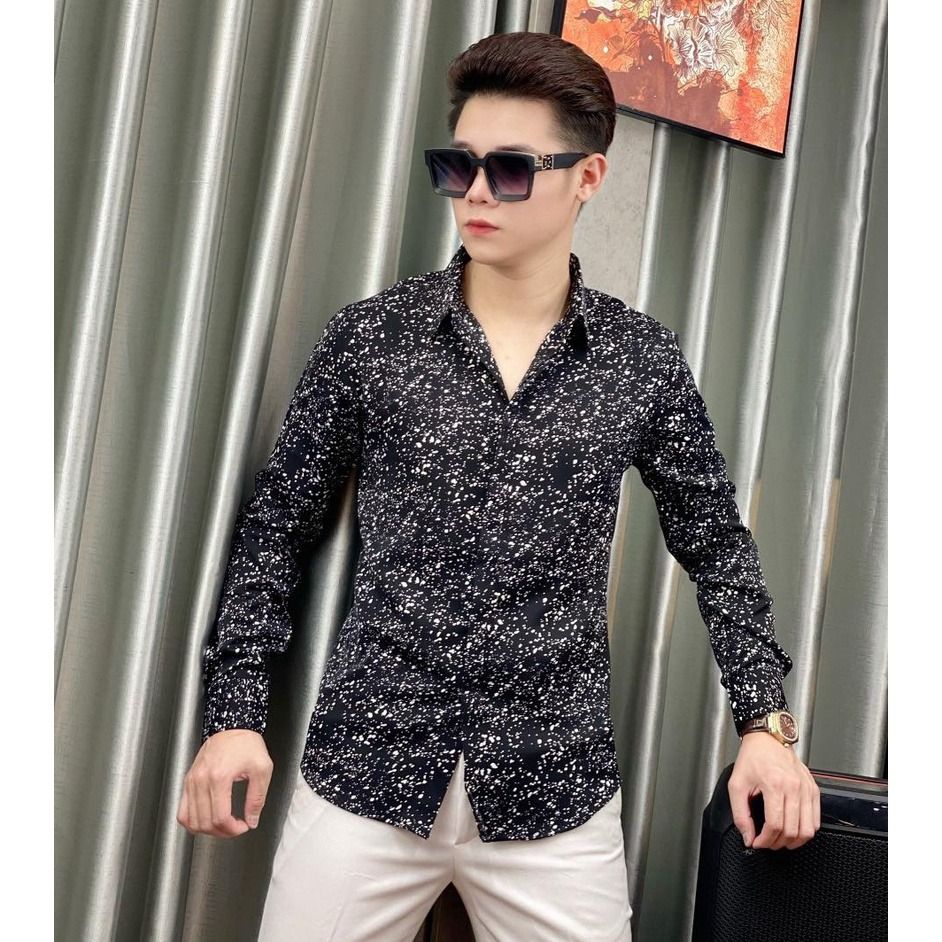  ÁO SƠ MI LỤA NAM TUTO5 MENSWEAR SMT06 - DÀI TAY HOẠT TIẾT CHẤM BI SLIM FIT SHIRT COTTON 100% CHỐNG NHĂN , LỊCH LÃM-TUTO5 