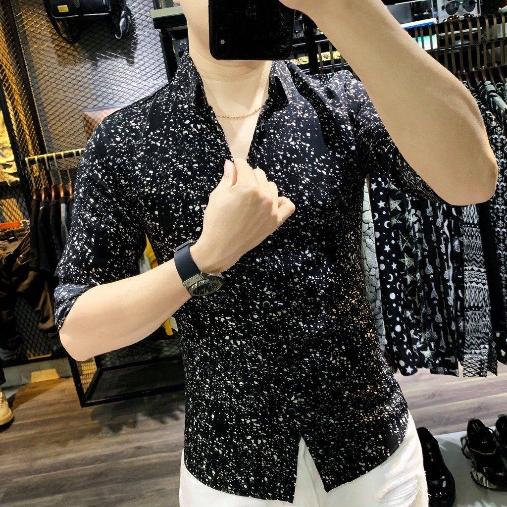  ÁO SƠ MI LỤA NAM TUTO5 MENSWEAR SMT06 - DÀI TAY HOẠT TIẾT CHẤM BI SLIM FIT SHIRT COTTON 100% CHỐNG NHĂN , LỊCH LÃM-TUTO5 