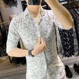  Áo sơ mi nam họa tiết TUTO5 Menswear SML01 - sơ mi dài tay lụa hàn chấm bi Slim fit cao cấp chống nhăn, phong cách 
