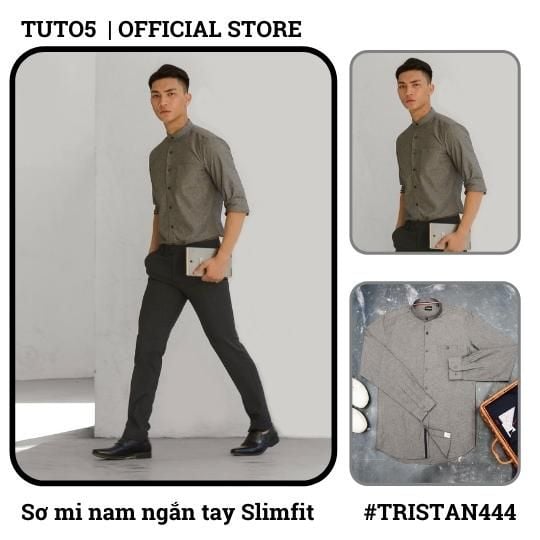  Áo sơ mi nam dài tay cổ tàu Slim fit chống nhăn TRISTAN444 