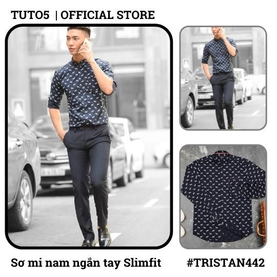  Áo sơ mi nam dài tay cổ tàu Slim fit chống nhăn TRISTAN442 