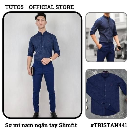 Áo sơ mi nam dài tay cổ tàu Slim fit chống nhăn TRISTAN441 