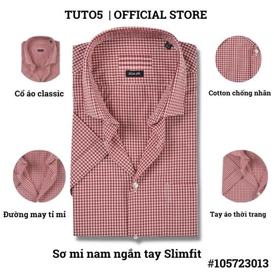  Áo sơ mi nam ngắn tay kẻ caro TUTO5  Slimfit chống nhăn 105723013 