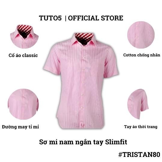  Áo sơ mi nam ngắn tay trơn Slim fit chống nhăn  TRISTAN80 