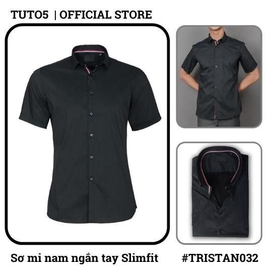  Áo sơ mi nam ngắn tay trơn Slim fit chống nhăn TRISTAN032 