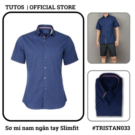  Áo sơ mi nam ngắn tay trơn Slim fit chống nhăn TRISTAN033 
