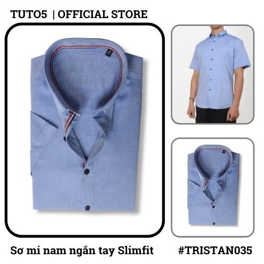  Áo sơ mi nam ngắn tay trơn Slim fit chống nhăn TRISTAN035 