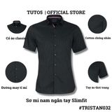  Áo sơ mi nam ngắn tay trơn Slim fit chống nhăn TRISTAN032 