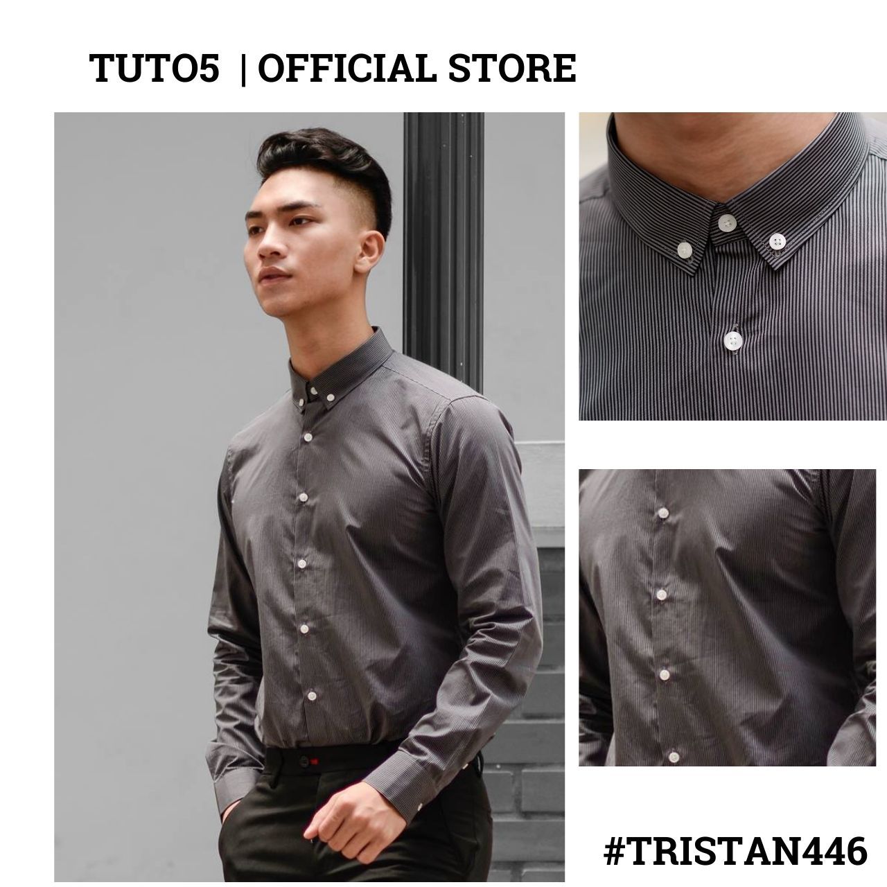  Áo sơ mi nam dài tay kẻ sọc TUTO5  Slimfit chống nhăn TRISTAN446 