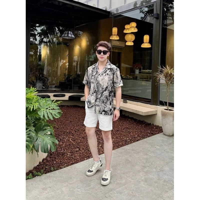  Áo sơ mi nam họa tiết TUTO5 Menswear SML05 - sơ mi ngắn tay curban shirt lụa hàn họa tiết cao cấp, form slimfit mát mẻ 