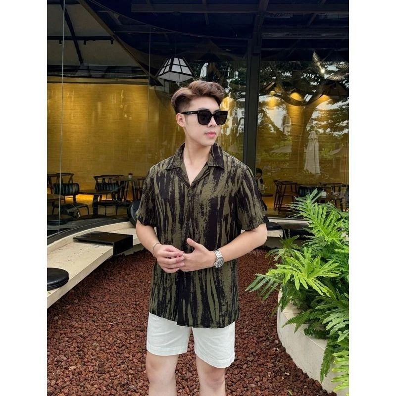  Áo sơ mi nam họa tiết TUTO5 Menswear SML05 - sơ mi ngắn tay curban shirt lụa hàn họa tiết cao cấp, form slimfit mát mẻ 