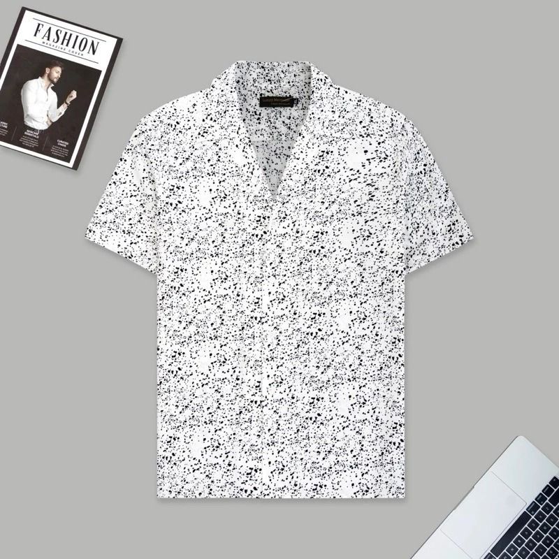  Áo sơ mi nam họa tiết TUTO5 Menswear SML05 - sơ mi ngắn tay curban shirt lụa hàn họa tiết cao cấp, form slimfit mát mẻ 