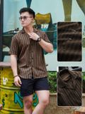  Áo sơ mi nam họa tiết Kelly TUTO5 Menswear SMD04 - sơ mi ngắn tay cổ vest vải đũi thô hàn thoáng mát, form thoải mái 
