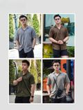  Áo sơ mi nam họa tiết Kelly TUTO5 Menswear SMD04 - sơ mi ngắn tay cổ vest vải đũi thô hàn thoáng mát, form thoải mái 