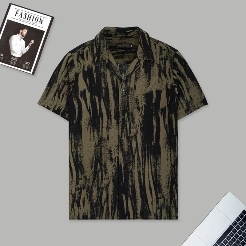  Áo sơ mi nam họa tiết TUTO5 Menswear SML05 - sơ mi ngắn tay curban shirt lụa hàn họa tiết cao cấp, form slimfit mát mẻ 