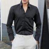  Áo sơ mi nam cổ y TUTO5 Menswear SMT03 - sơ mi trơn tay dài phong cách Hàn Quốc cao cấp form ôm slim fit lịch lãm 