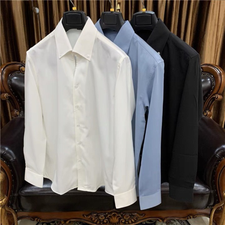  Áo sơ mi nam cổ y TUTO5 Menswear SMT03 - sơ mi trơn tay dài phong cách Hàn Quốc cao cấp form ôm slim fit lịch lãm 