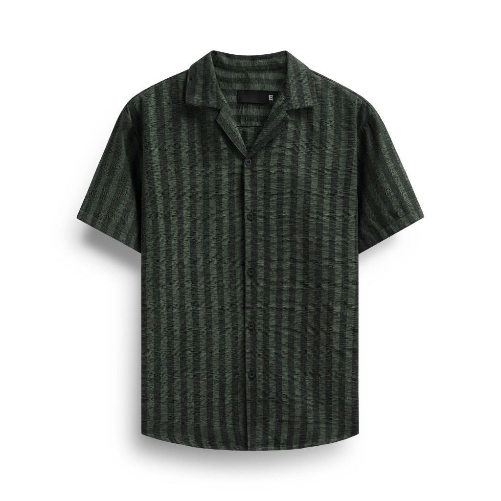  Áo sơ mi nam họa tiết Kelly TUTO5 Menswear SMD04 - sơ mi ngắn tay cổ vest vải đũi thô hàn thoáng mát, form thoải mái 