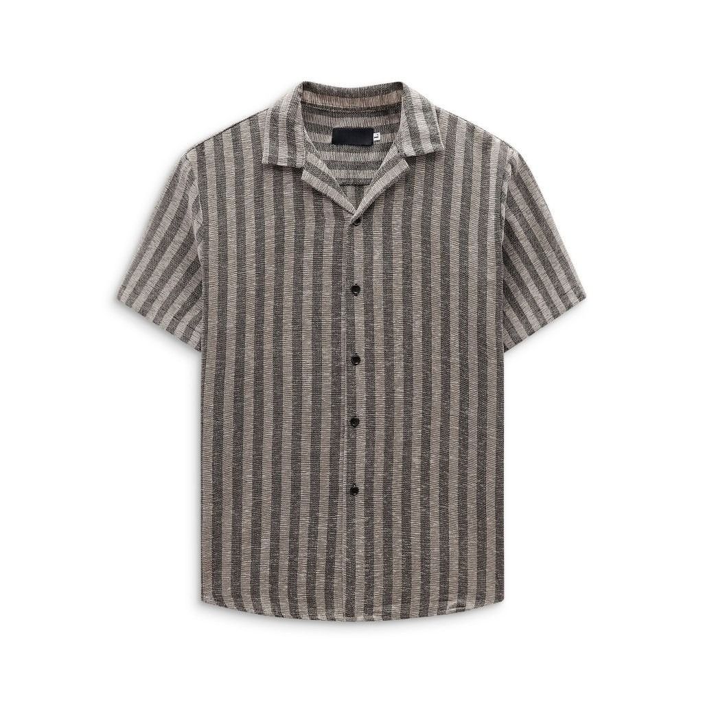  Áo sơ mi nam họa tiết Kelly TUTO5 Menswear SMD04 - sơ mi ngắn tay cổ vest vải đũi thô hàn thoáng mát, form thoải mái 