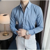 Áo sơ mi nam cổ y TUTO5 Menswear SMT03 - sơ mi trơn tay dài phong cách Hàn Quốc cao cấp form ôm slim fit lịch lãm 