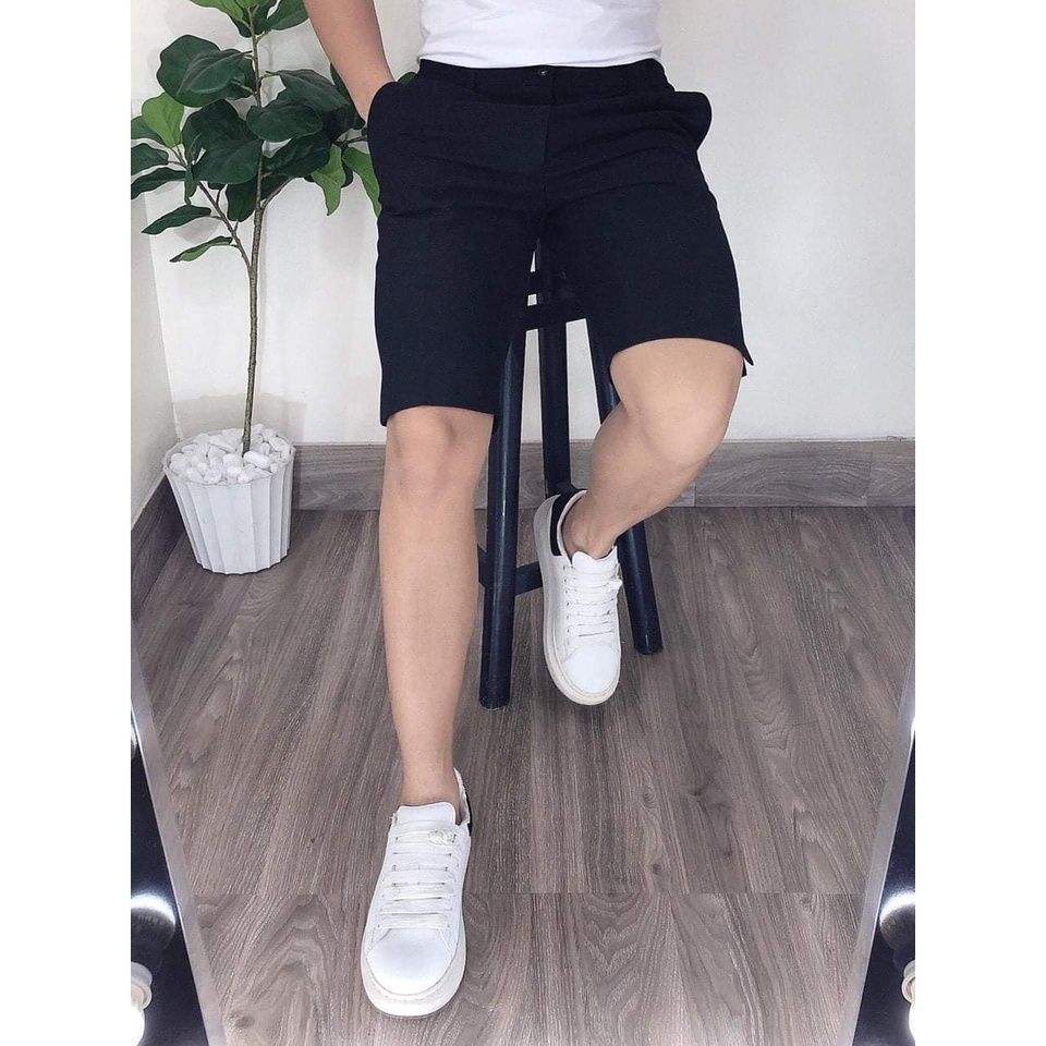  Quần short vải nam QSV01 - quần sooc nam đẹp cao cấp chất cotton Hàn Quốc phối cúc lịch sự, thanh lịch 