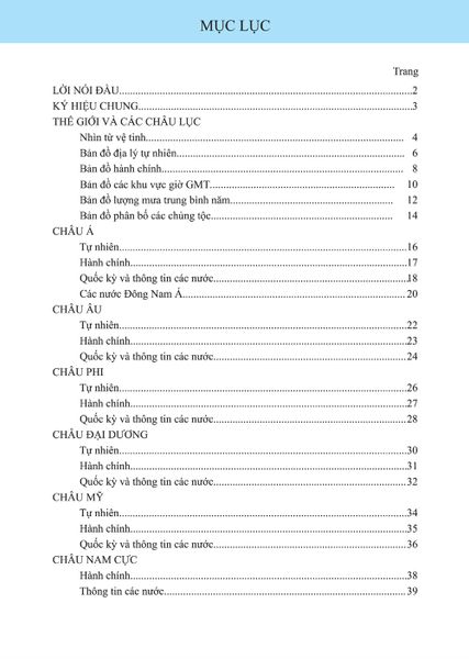 Tập bản đồ Thế giới và các Châu lục 