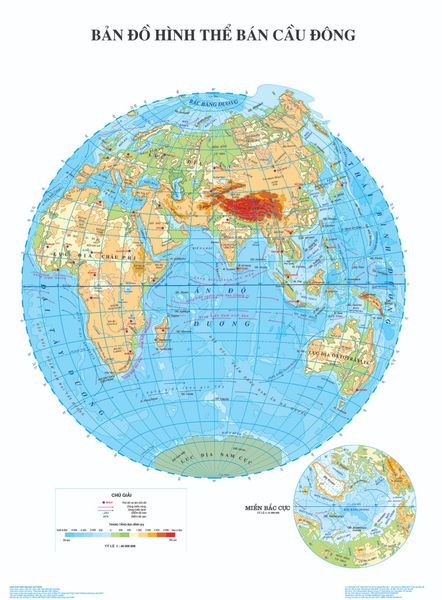  Bản đồ hình thể bán cầu Đông 
