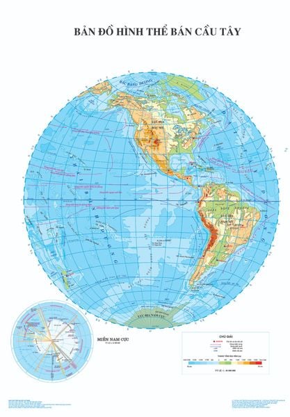  Bản đồ hình thể bán cầu Tây 