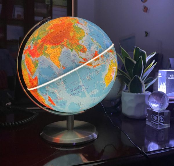  Quả địa cầu phi 20cm hành chính tự nhiên song ngữ 